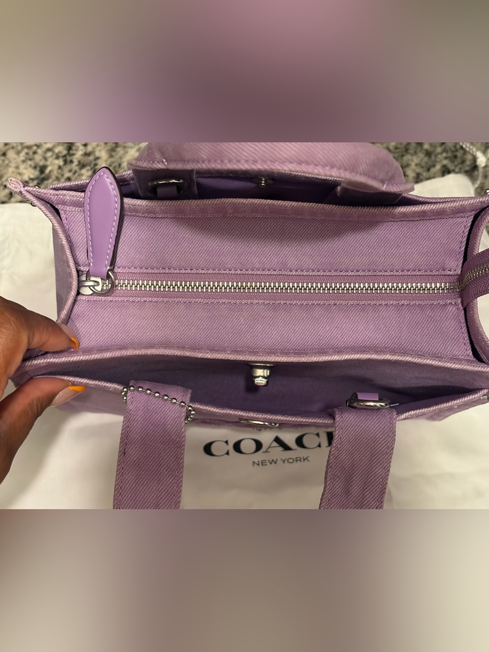 Coach Lilac Canvas Tote with Logo - Picture 7 of 10